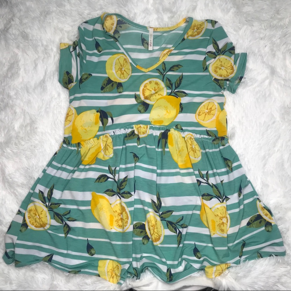 Lightweight blue and yellow lemon top